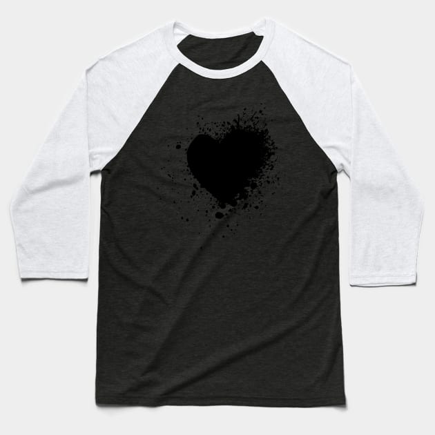 Black heart Baseball T-Shirt by DrTigrou